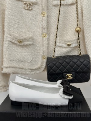 Chanel Calfskin & Grosgrain Ballet Flat with Bow 2024 Black