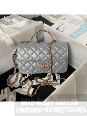 CHANEL FLAP PHONE HOLDER WITH CHAIN AS4362 GRAY