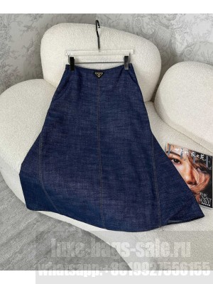 Prada Women's Denim Skirt Dark Blue