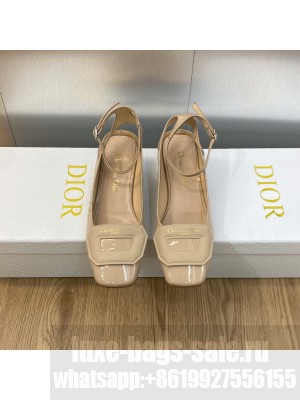Dior Day Pumps in Patent Leather with Silver Heel 3.5cm Beige 2023