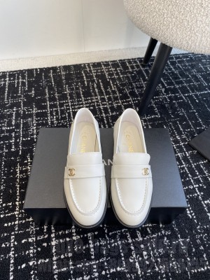 Chanel Moccasi Calfskin Loafers White 2024