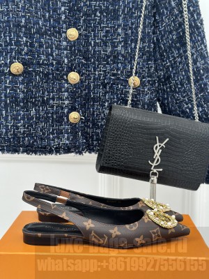 Louis Vuitton LV Initials accessory Slingbacks Flat Brown