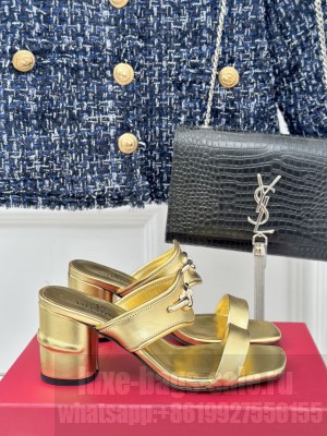 Valentino VLogo The Bold Edition Mule Sandals Gold