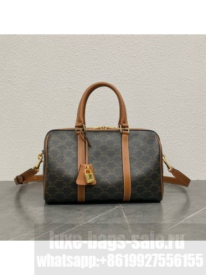 CELINE BOSTON IN TRIOMPHE CANVAS AND CALFSKIN 119572 TAN