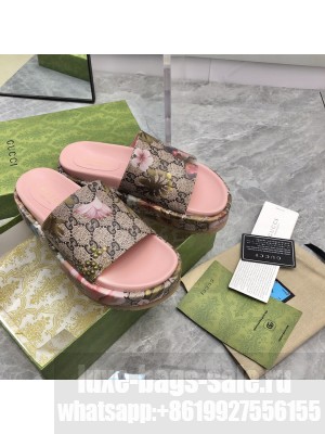 Gucci GG Canvas Platform 5cm Slide Sandals 2023 01