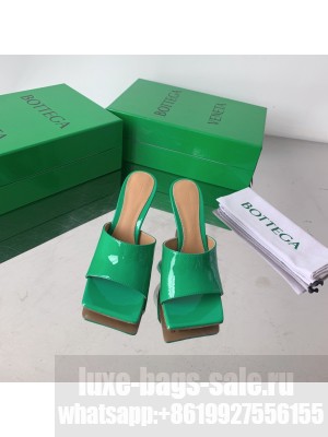 Bottega Veneta Stretch Patent Leather 9cm Mule Slide Grass Green Sandals 2022 Collection