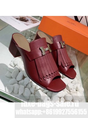 Hermes Alma Sandal With Fringe Burgundy 2020 Collection