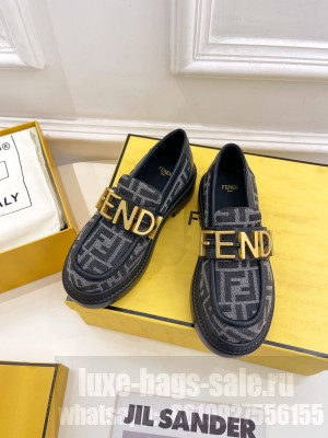 FENDI Fendigraphy Grey fabric loafers