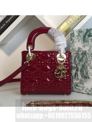 Dior My Lady Dior Mini Bag in Patent Cannage Calfskin Burgundy/Gold 2019 Collection