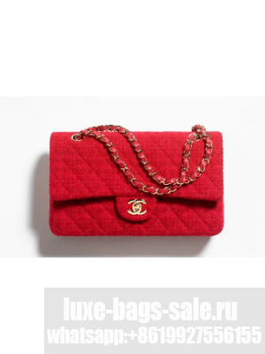 Chanel CLASSIC 11.12 HANDBAG Wool Tweed & Gold-Tone Metal A01112 Red