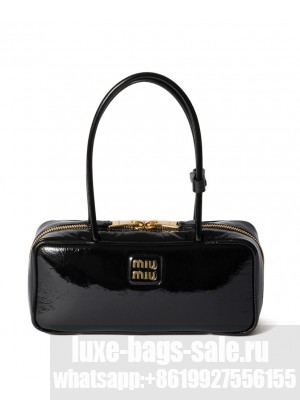 Miumiu Beau Naplak Patent Leather Bag Black