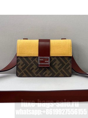 Fendi Men's Baguette Pouch Mini Bag Yellow Canvas  2021 Collection