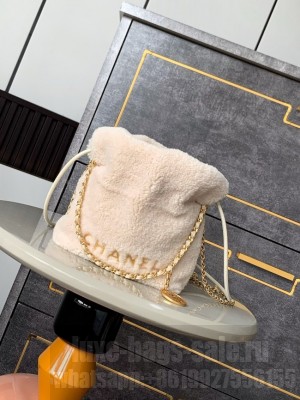 CHANEL 22 MINI HANDBAG wool AS3980 Beige