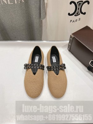 Alaïa BALLET FLATS IN PAPER STRAW BEIGE