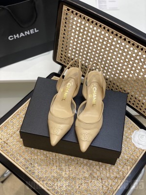 Chanel Mesh Mid-Heel 5cm Slingback Pumps Beige 2022 Collection