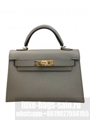 Hermes Kelly Bag 19 Epsom Leather Gray
