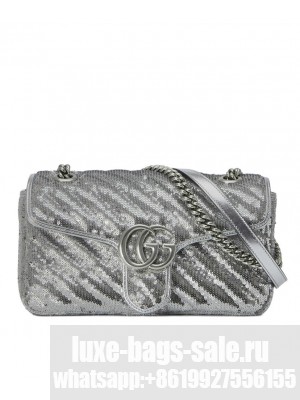 Gucci GG Marmont small sequin shoulder bag Silver