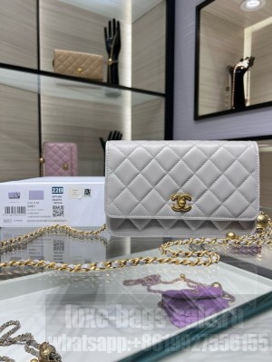 Chanel CLASSIC WALLET ON CHAIN AP1450 gray