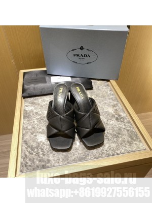 Prada Quilted leather 65 mm Block-Heel slides sandals Mule 2022 Collection 012