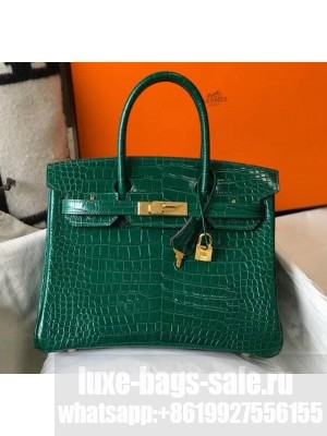Hermes Birkin 30cm in Crocodile Embossed Calfskin Green 2020（Half-Handmade） Collection