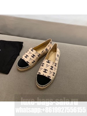 Chanel CC Logo Espadrilles Lambskin Leather Spring/Summer 2021 Collection, Beige/Black