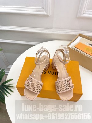 Louis Vuitton Shake Heel 5.5cm in Perforated Calf Leather Sandals Beige
