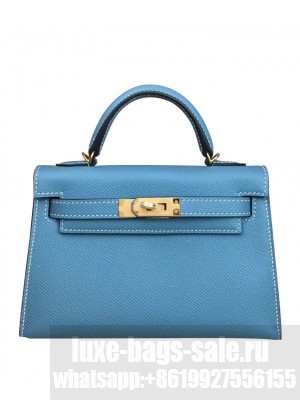 Hermes Kelly Bag 19 Epsom Leather Blue