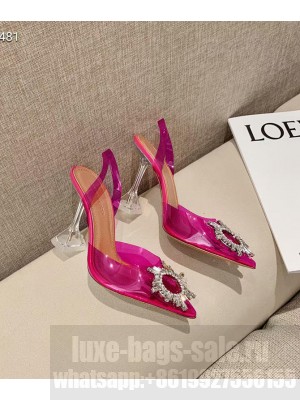 Amina Muaddi Crystal Embellished Slingback 9.5 cm Pumps pink