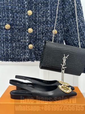Louis Vuitton LV Initials accessory Slingbacks Flat Black