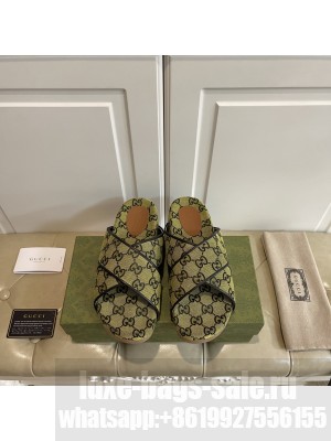 GUCCI GG Multicolor platform sandal 663666 Yellow canvas 2021 Collection