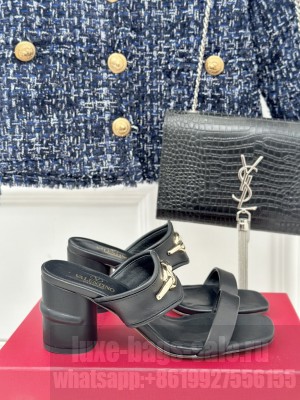 Valentino VLogo The Bold Edition Mule Sandals Black