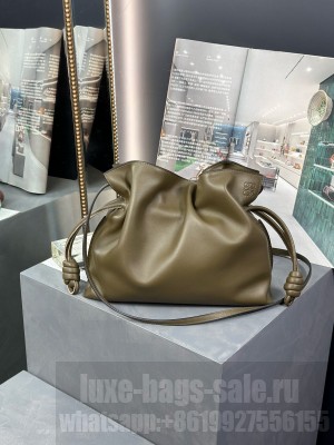 Loewe Flamenco Clutch In Nappa Calfskin Khaki green