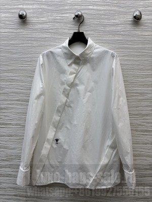 Christian Dior Blouse with Oblique Closure White Cotton Poplin
