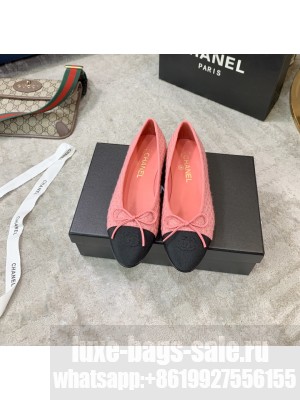 Chanel Ballerina Flats Tweed/Suede Leather Spring/Summer 2021 Collection,Pink