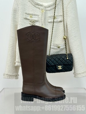 Chanel Women's 3cm Calfskin Rider Long Boots Coffee 2024 