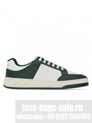 Saint Laurent Unisex Sl/61 Sneakers In Perforated Leather Dark Green
