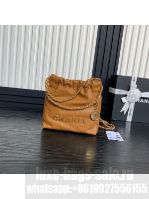 CHANEL 22 MINI HANDBAG Grained Calfskin AS3980 Camel