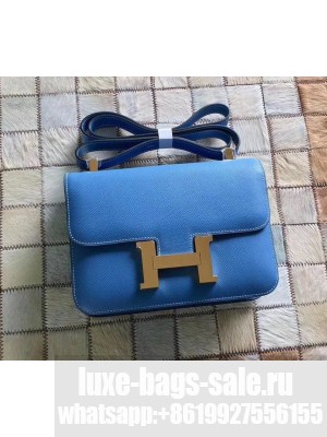 Hermes Constance 18/23 Bag in original Epsom Leather  Blue Izmir