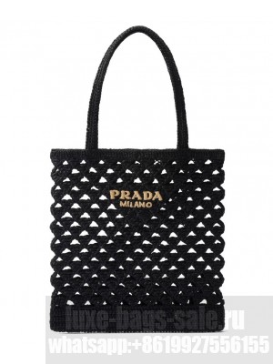 Prada Crochet Tote Bag 1BG493 Black