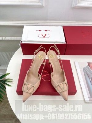 Valentino Garavani Slingback Pump in Beige Calfskin leather with VLogo Signature embellishment 80mm 2025