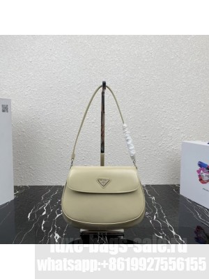 Prada Cleo brushed leather shoulder bag with flap 1BD311 light apricot
