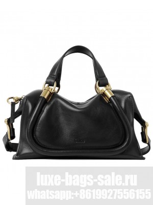 Chloe Small Paraty 24 Bag In Shiny Leather Black