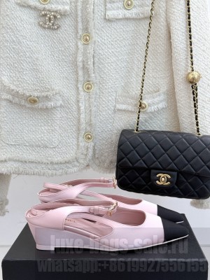 Chanel Satin & Grosgrain Wedge Slingbacks pink 2 2025 