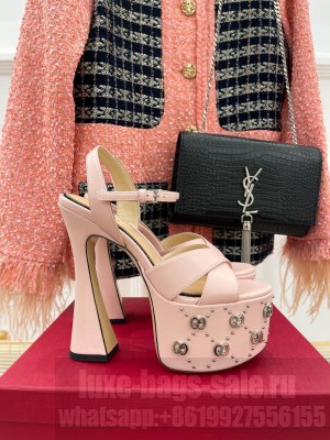 Gucci Women's Interlocking G studs 155mm sandal Pink