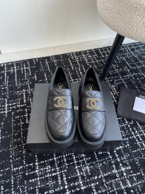 Chanel Quilted Lambskin CC Logo Loafer Black