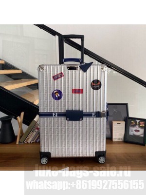Fendi x Rimowa FF Silver Luggage Blue Band 20/26/29 inches 2019 Collection