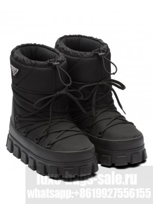 Prada Women's Nylon Gabardine Apres Ski Booties Black