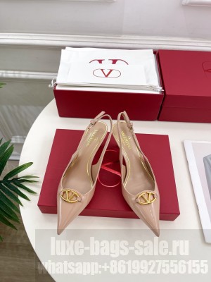 Valentino Garavani The Bold Edition Vlogo Slingback 60mm Sandals In Beige Patent Leather 2025