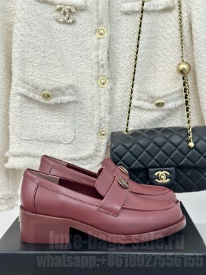 Chanel Calfskin Loafers Burgundy 2024