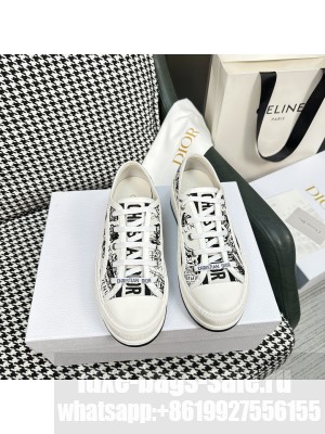 Dior Walk'n'Dior Low-top Platform Sneakers in Black Oblique Embroidered Cotton